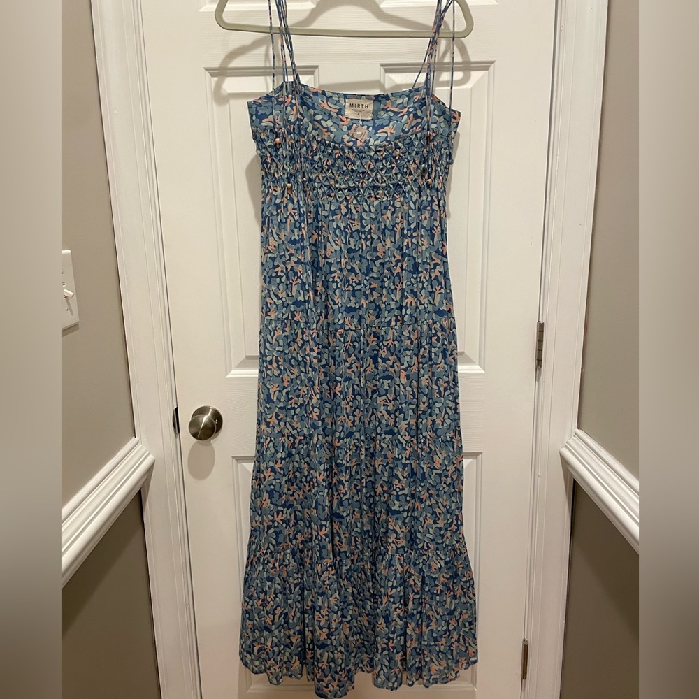Mirth Caftan dress in blue floral print